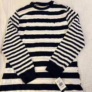 Polo Ralph Lauren Striped Navy Blue & White Long Sleeve Shirt Big Boys L (14-16)